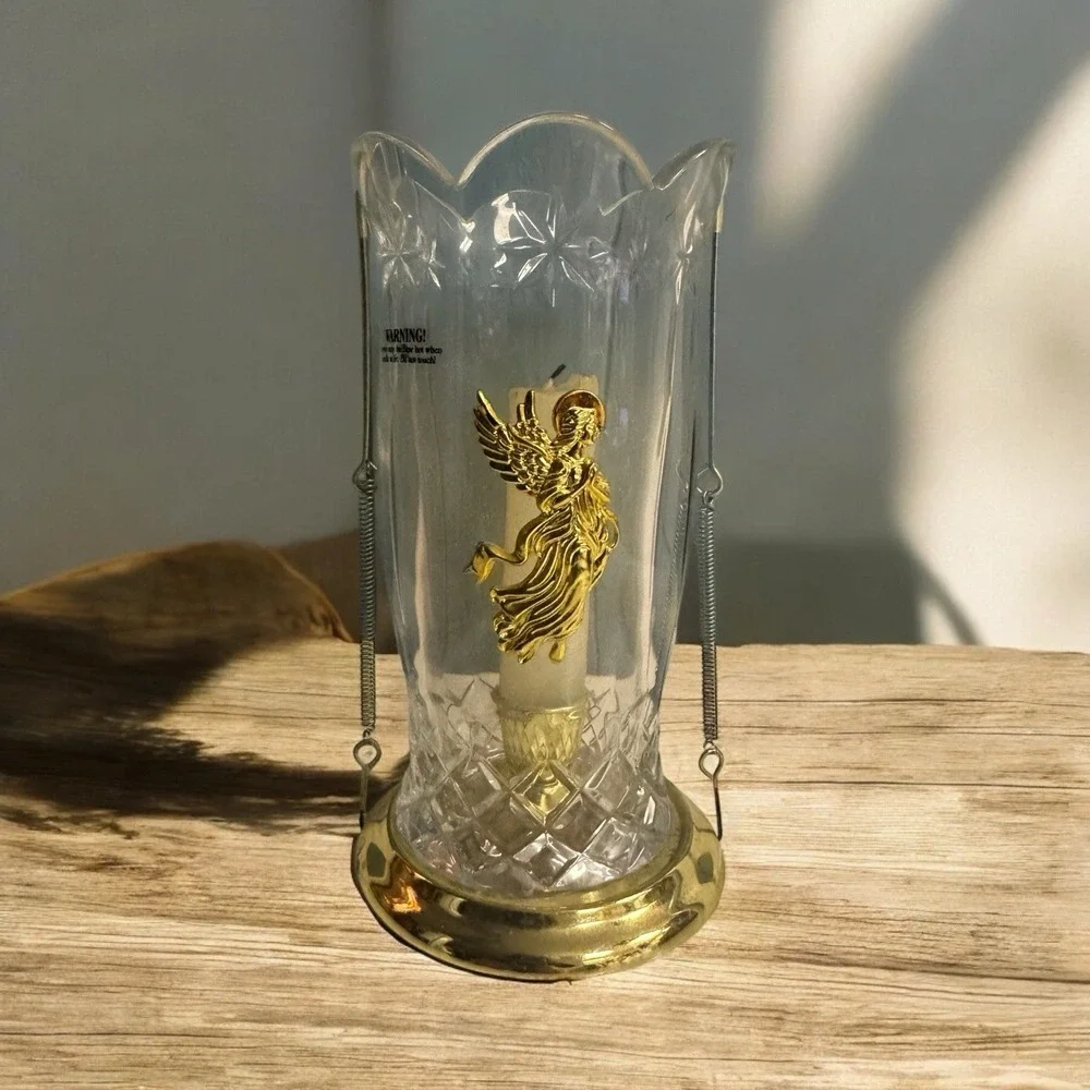 Fine‎ Bohemian Crystal Candle Holder With Golden Angel Czech Republic